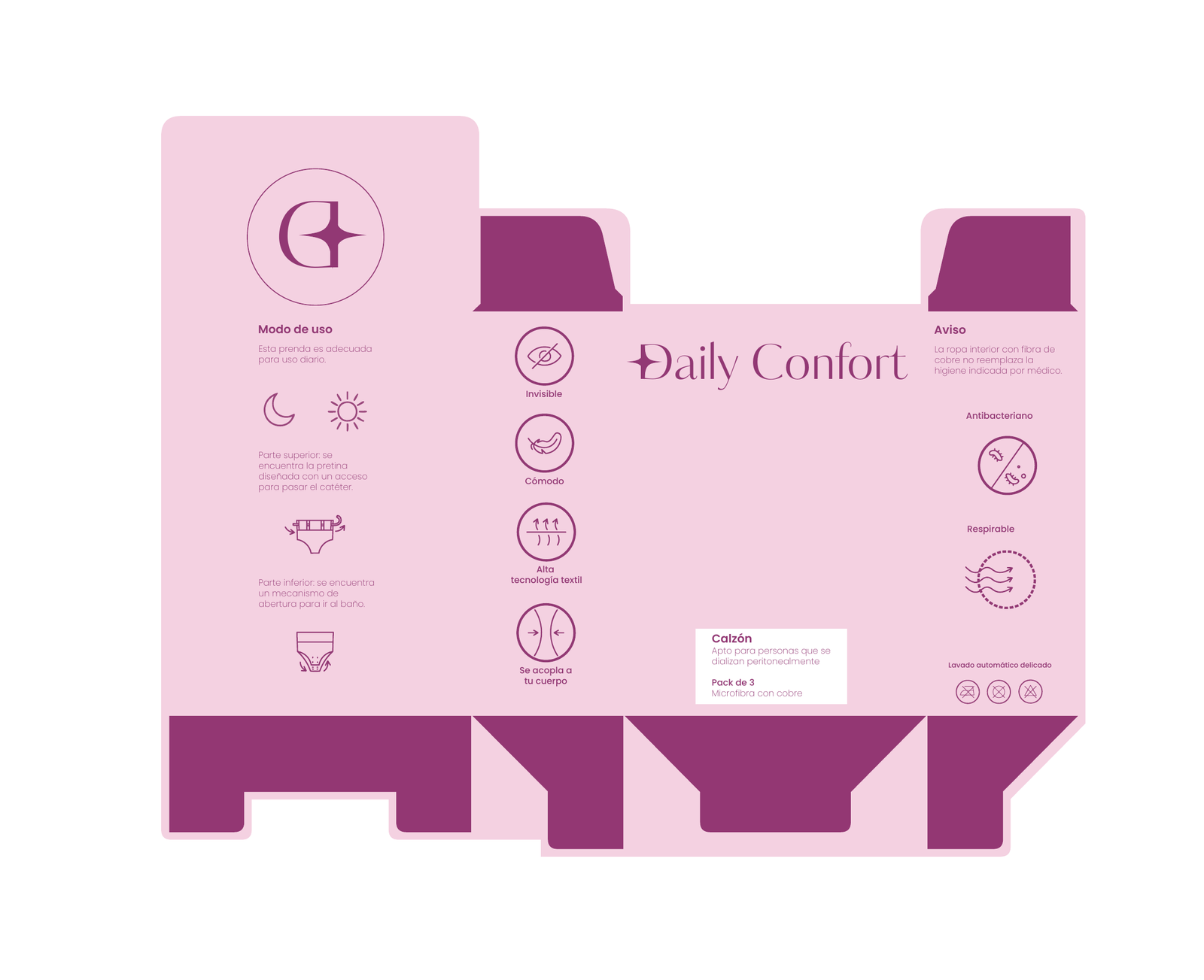 Pliego con el arte de la caja Daily Confort
