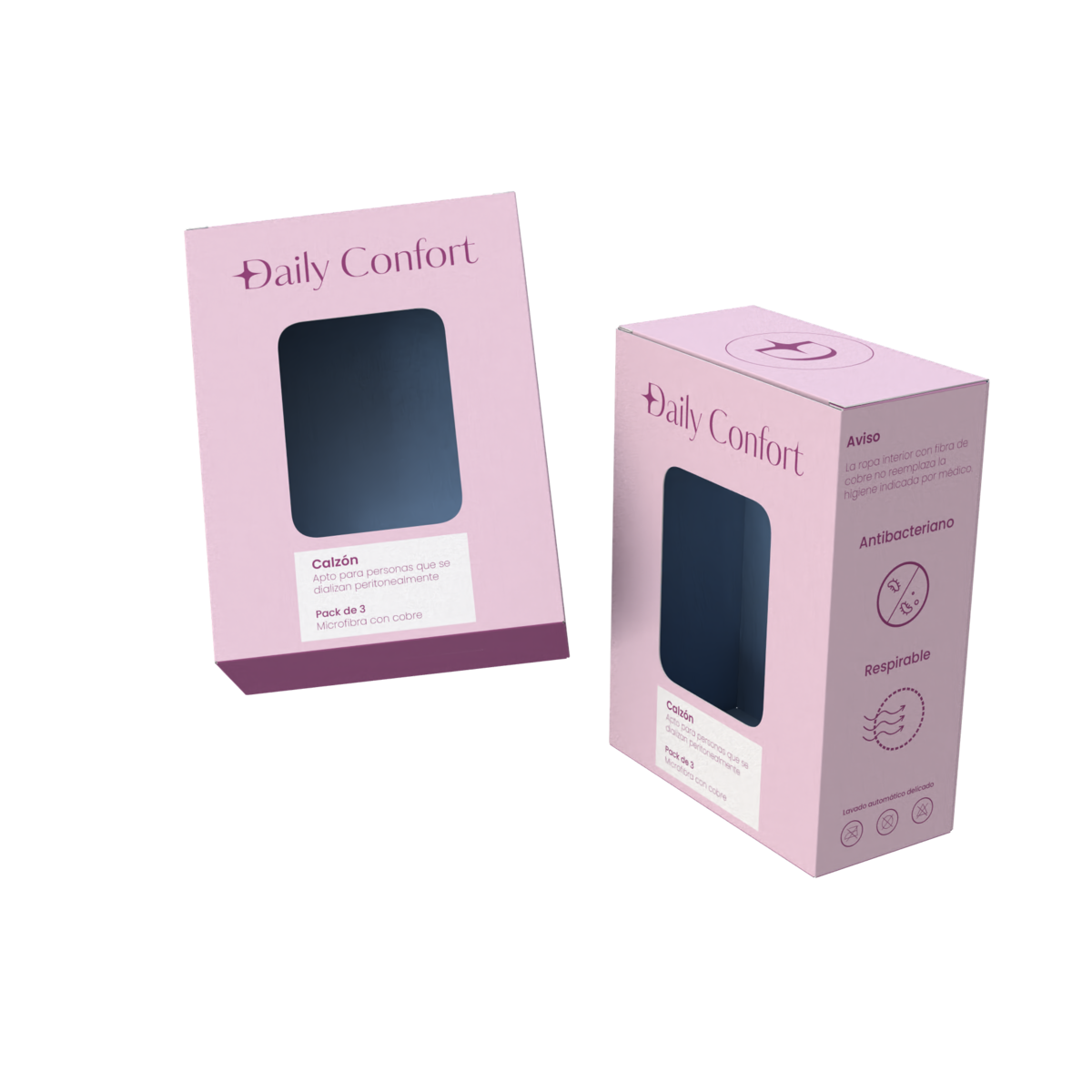 Dos cajas Daily Confort en perspectiva