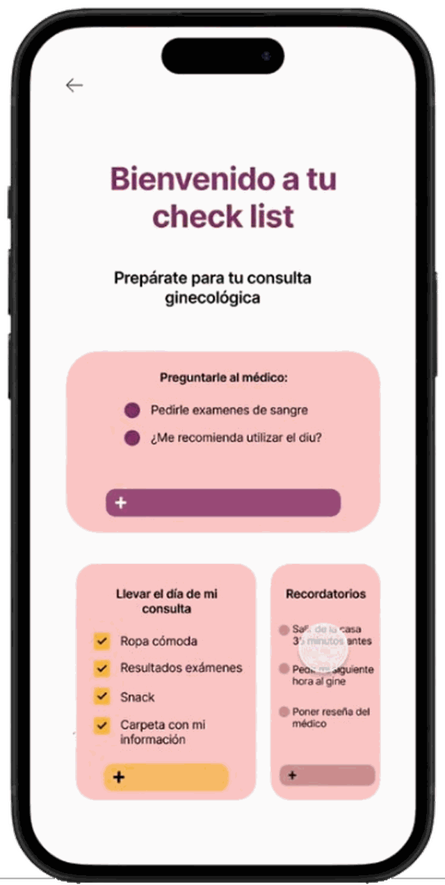 Ginea · pantalla de checklist