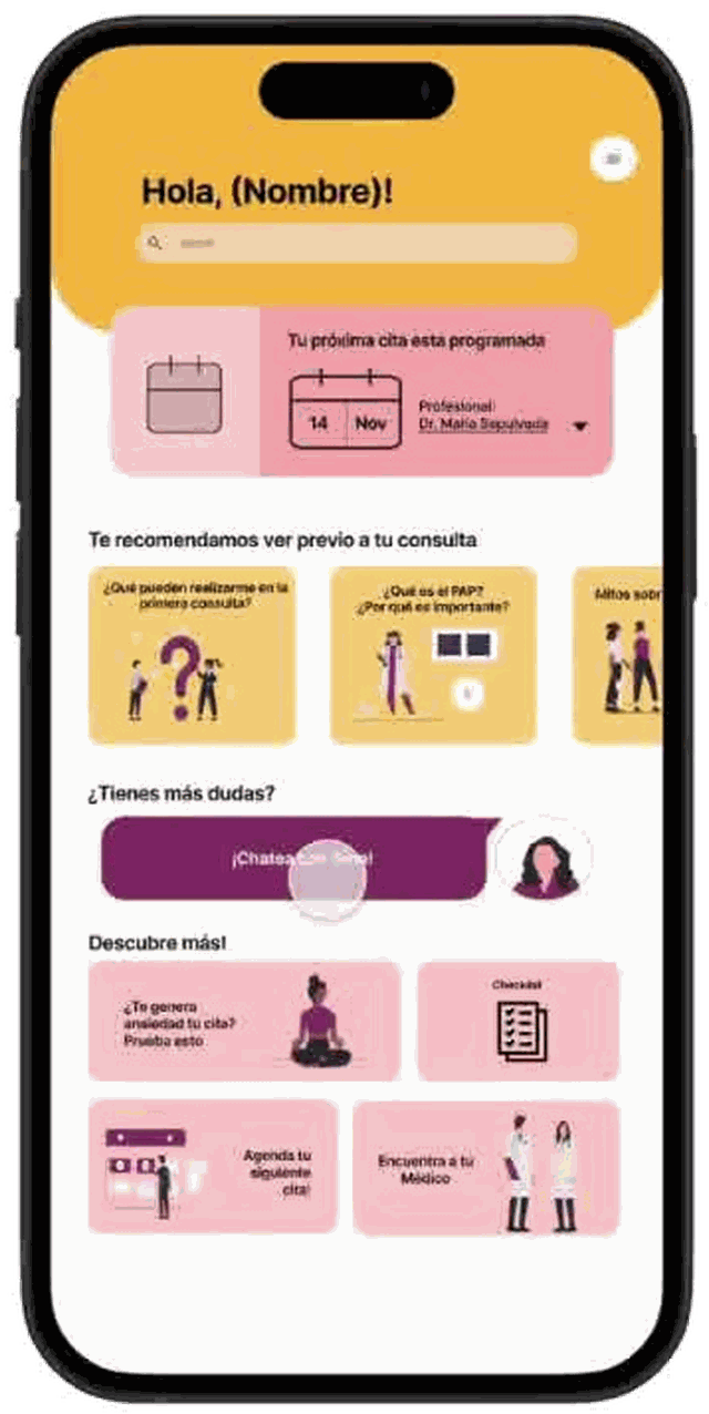 Ginea · pantalla de inicio
