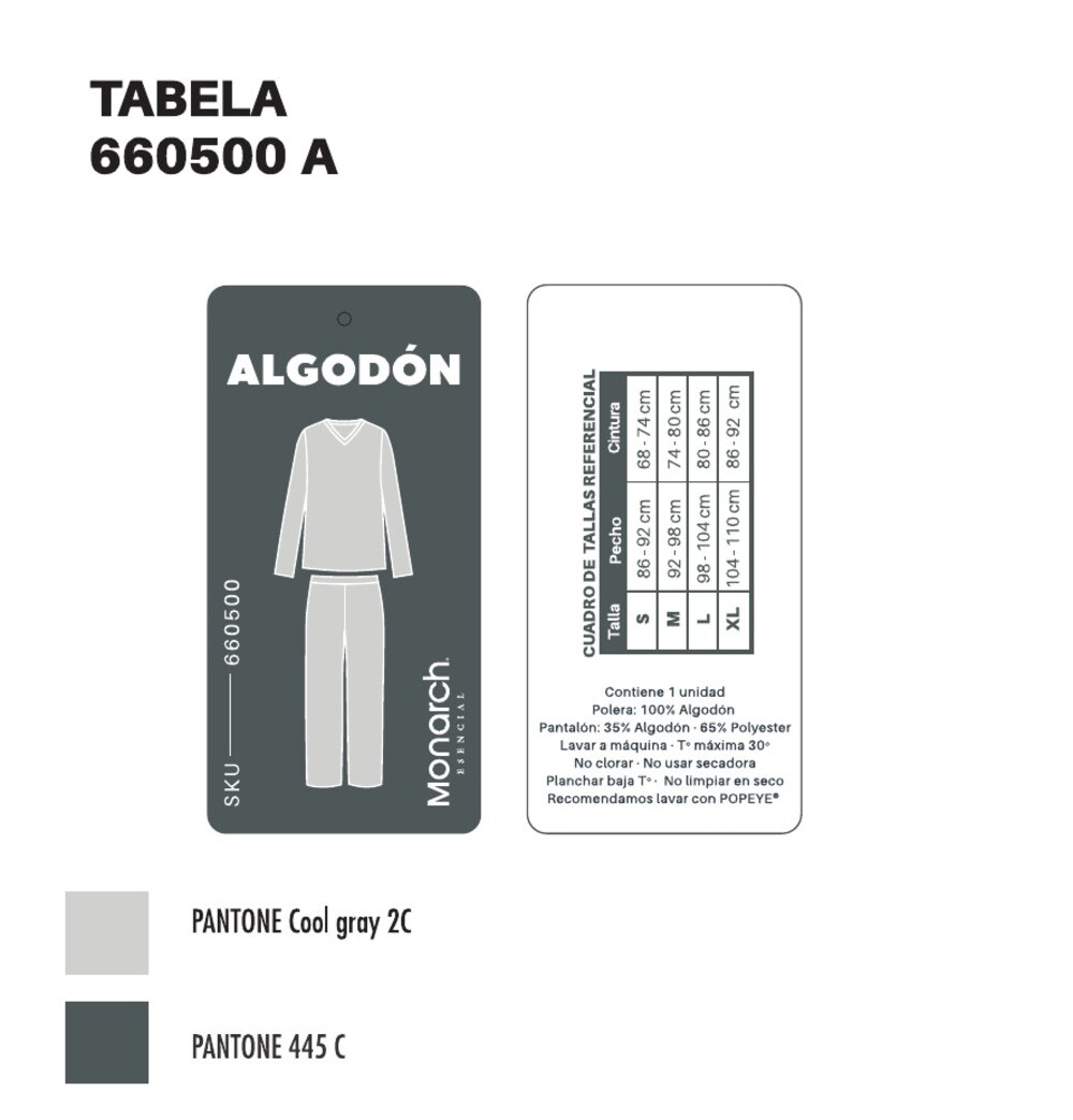 Tabela Algodón 660500 con Pantones