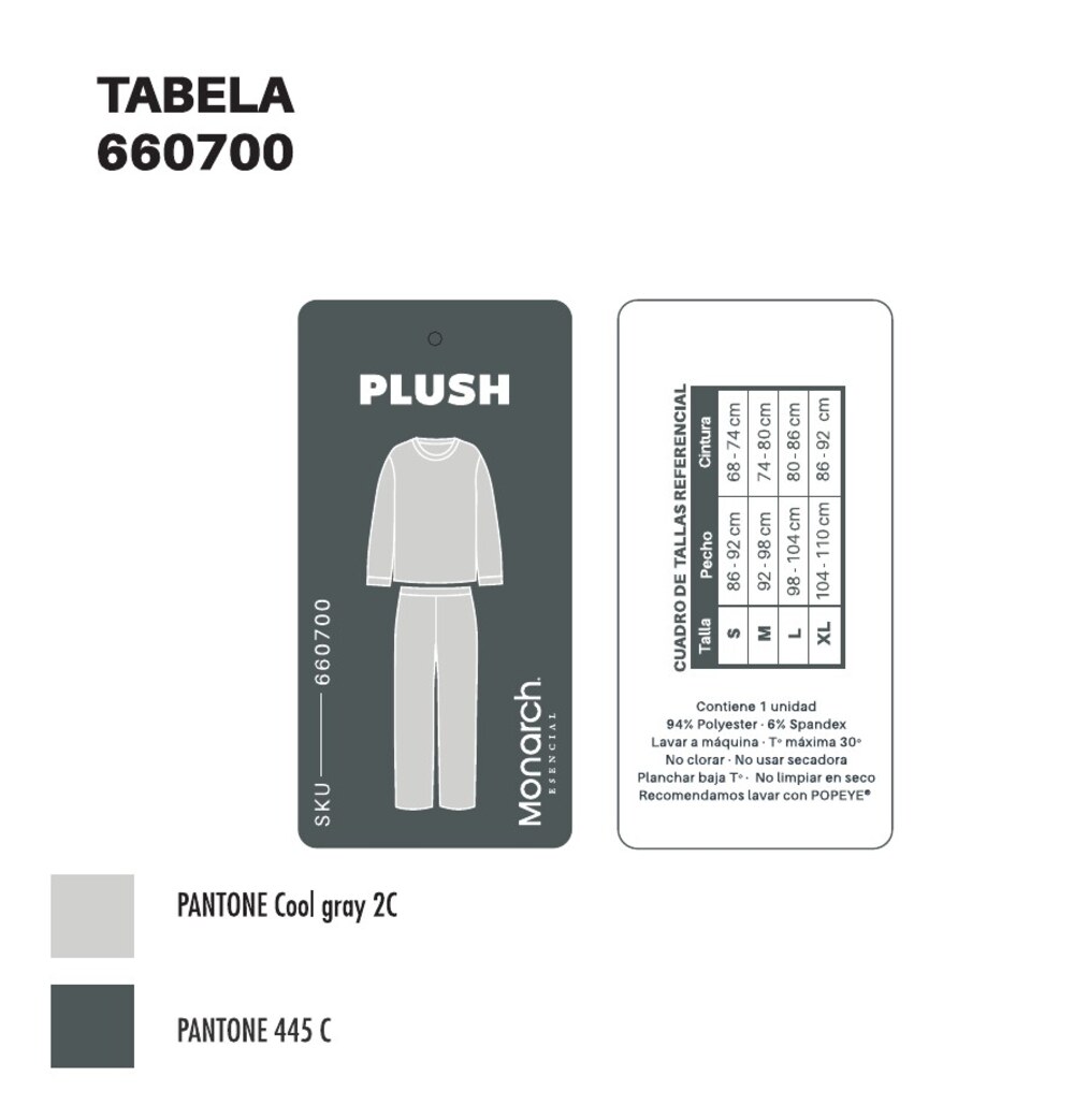Tabela Plush 660700 con Pantones