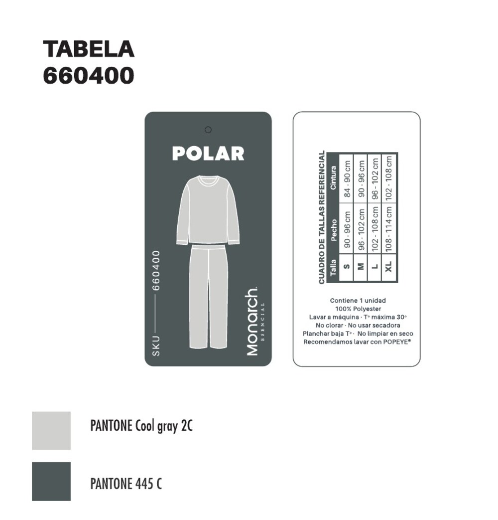 Tabela Polar 660400 con Pantones